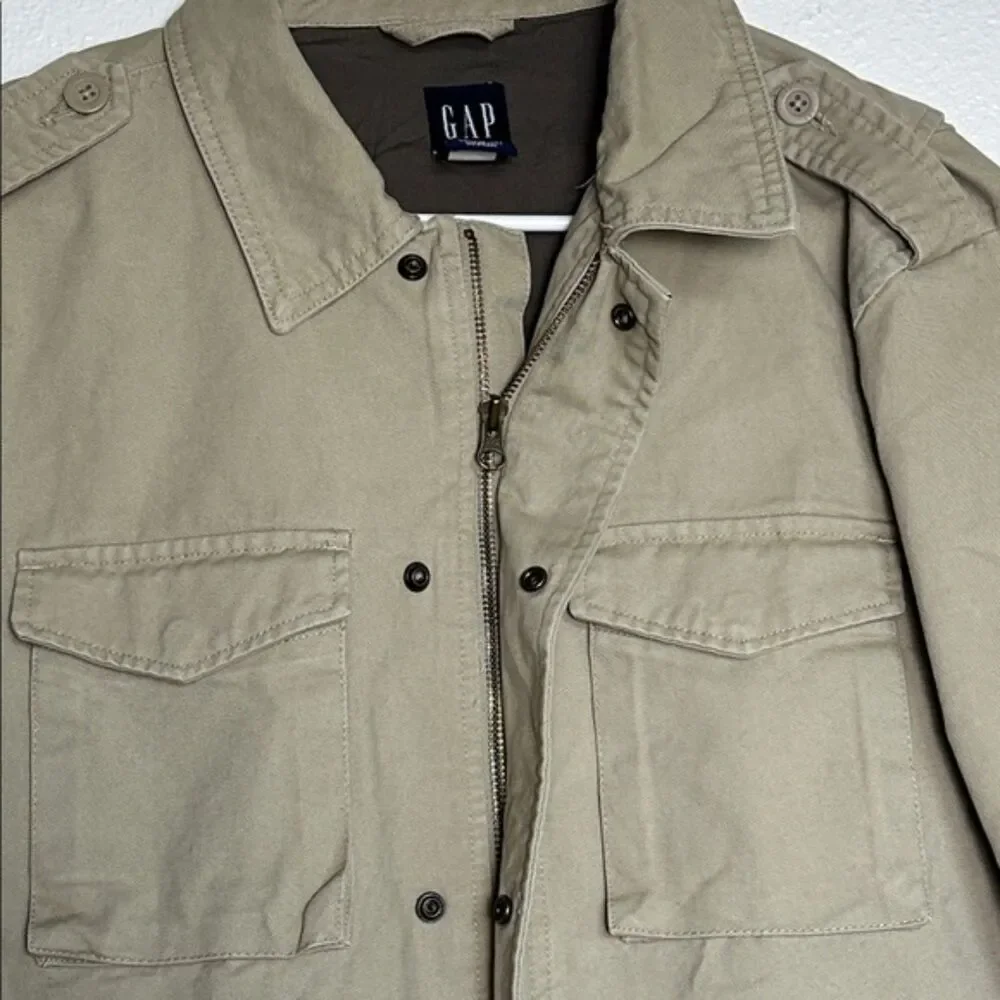 Gap Utility Military Canvas Jacket Boys Youth XXL Pockets Collard Khaki Lined